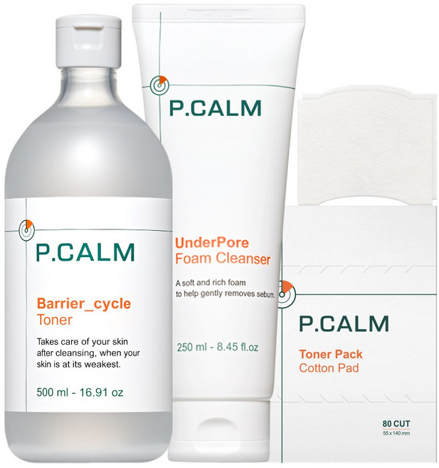[본사정품] 피캄 베리어 사이클 대용량 토너500ml + 피캄 언더포어 바테카 폼클렌징250ml + 화장솜 80컷, 1세트