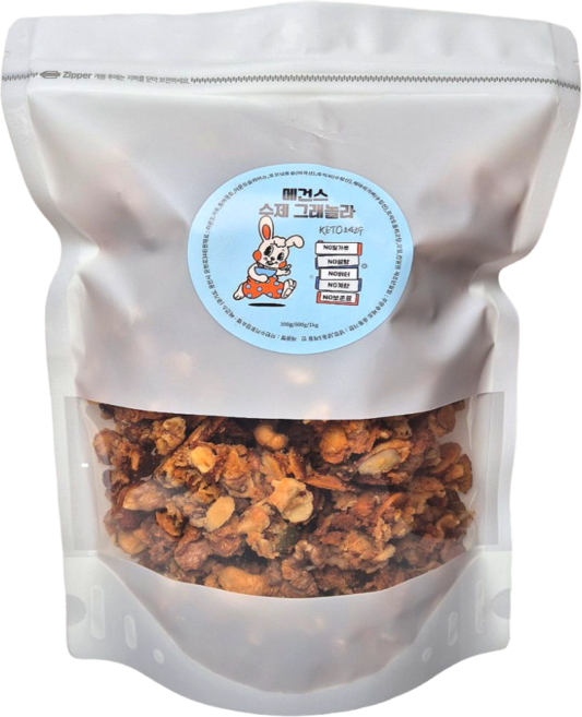 메건스[저탄수]고단백*아몬드가루반죽*케토제닉 프로틴그래놀라 대용량 실속형 1KG, 1개