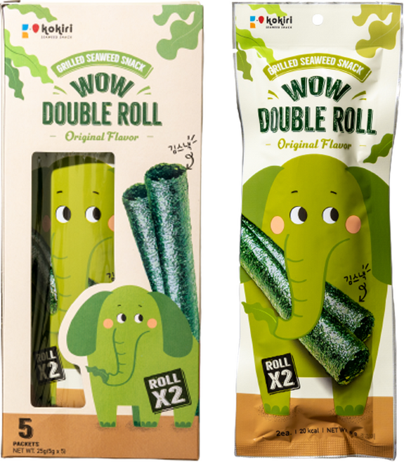 코끼리 와우 더블롤 김스낵 오리지널, 25g, 12개