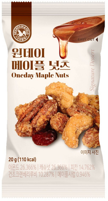 산과들에 원데이메이플넛츠 피칸 믹스넛, 20g, 20개