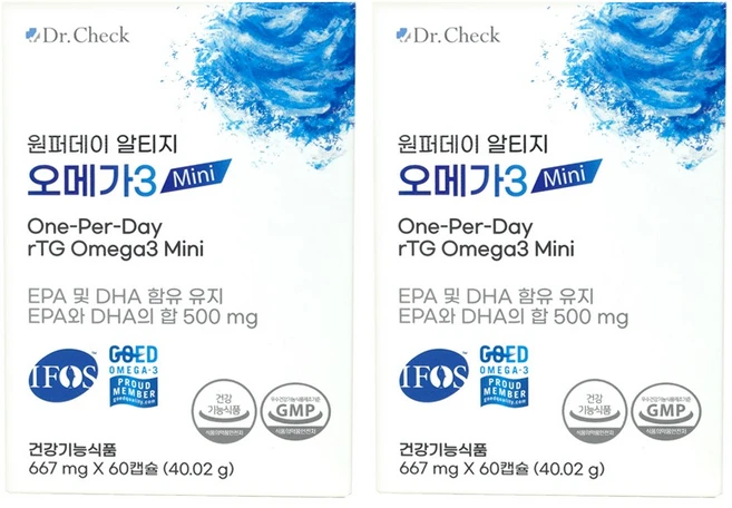 닥터체크 원퍼데이 알티지 오메가3 미니, 2박스, 60정 - 쿠팡