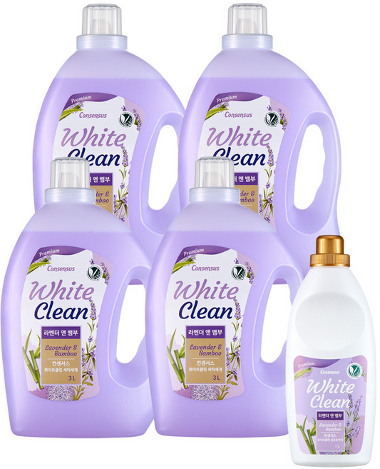 [TV상품] 컨센서스 화이트클린 세탁세제 3L x4개 [사은품 섬유유연제1L], 4개