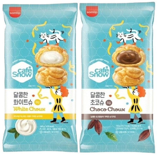 삼립 냉동 아이스 화이트슈(8개입)3봉 + 초코슈(8개입)3봉 +은나노or친환경아이스팩, 150g, 1세트
