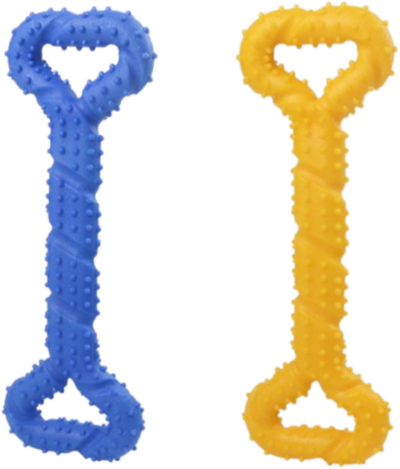 치즈쿠키 중대형견 물어뜯기 장난감 고무 이갈이스틱 터그 놀이 장난감, 노랑+파랑, 2개