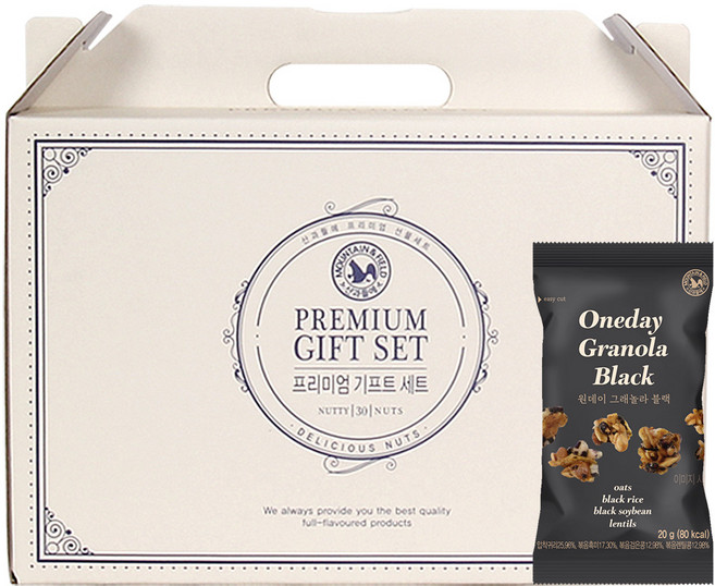 산과들에 원데이그래놀라블랙 30입 선물세트, 20g, 1세트