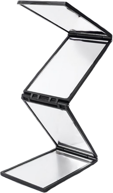 바비장 휴대용 4단 파노라마 접이식 손거울, 블랙