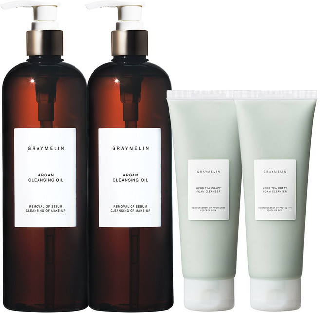 그레이멜린 아르간 클렌징 오일 500ml + 크레이지 폼 클렌져 허브티 150ml, 2세트