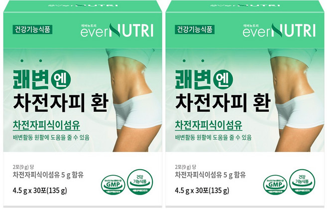에버뉴트리 쾌변엔 차전자피 식이섬유 환 30포, 2박스, 135g