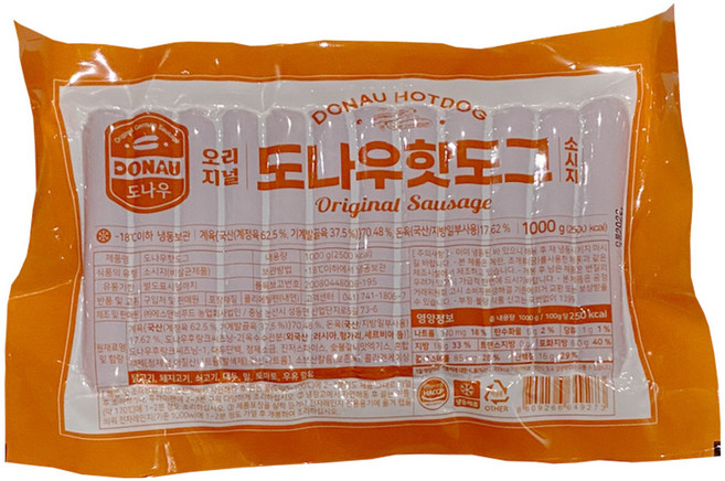 도나우 핫도그소시지 (40gx25개입)1kg 소시지, 40g, 1개