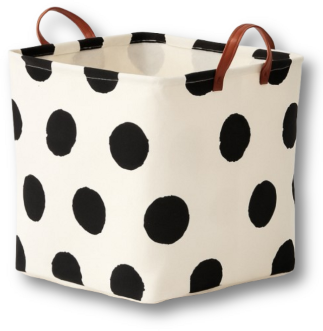 데일블룸 접이식 손잡이 패브릭 바구니, 땡땡이, 1개