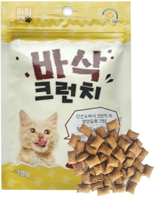 고양이 간식 먹거리 그루머스 아임캣 추천간식 겉은바삭 속은촉촉 크런치 영양소함유 닭고기맛, 5개