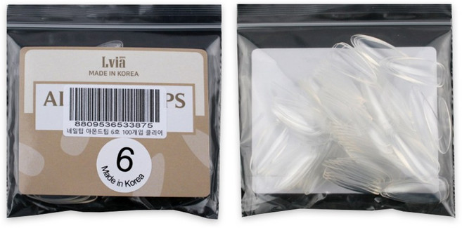 엘비아 아몬드 네일팁 6호 100p, 클리어, 1개