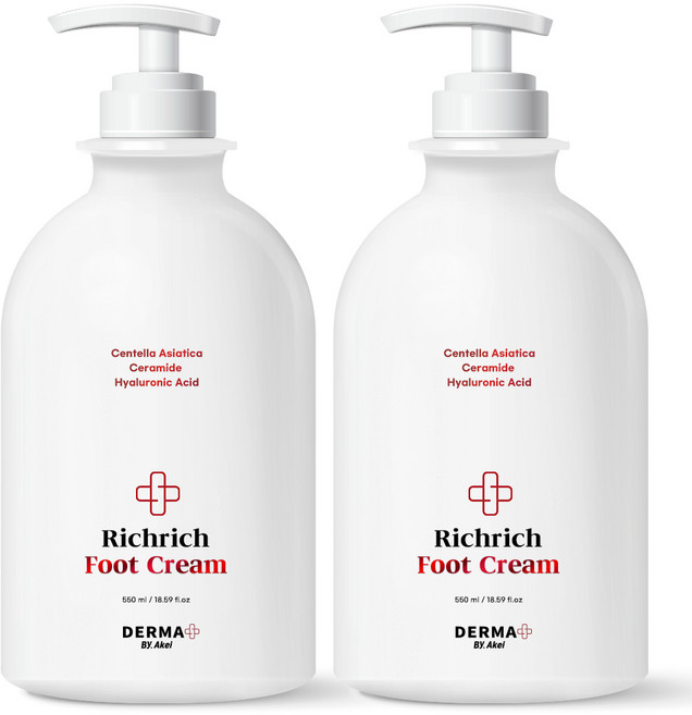 아케이 더마 리치리치 고보습 각질케어 풋크림, 1개입, 2개, 550ml