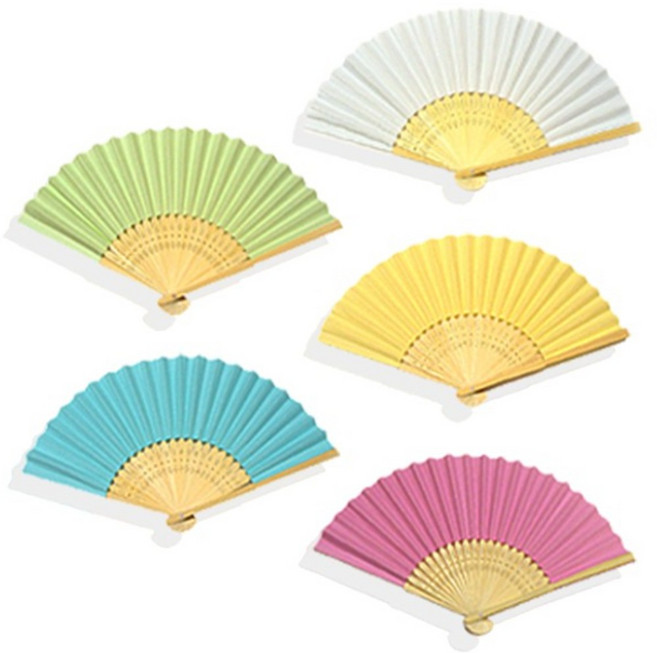 조씨네 대나무 접이식 휴대용 전통 접는 컬러 부채, 6개, 핑크