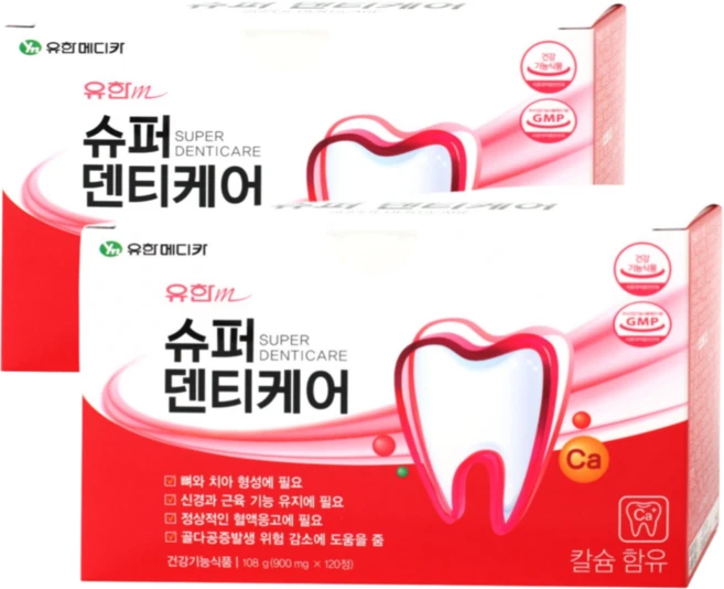 유한메디카 치아 칼슘 슈퍼 덴티케어 4개월분 240정 치아 뼈 건강 흡수빠른 어골칼슘 해조칼슘, 120정, 2개 - 쿠팡