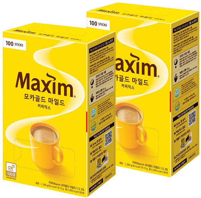 맥심 모카골드 마일드 커피믹스 200개입, 12g, 100개입, 2개