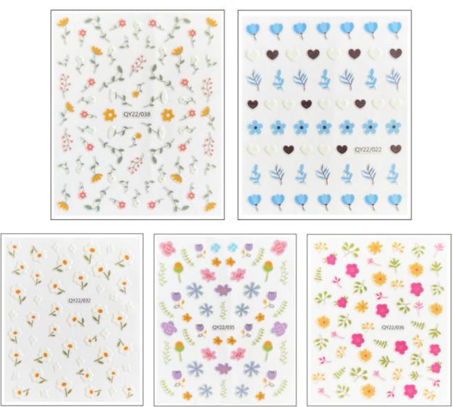 귀요미 네일 스티커 데이지 손톱 꾸미기, 5개, 꽃