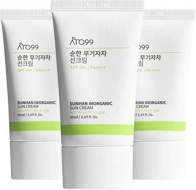 아토99 순한 무기자차 선크림 SPF 50+ PA++++, 50ml, 3개