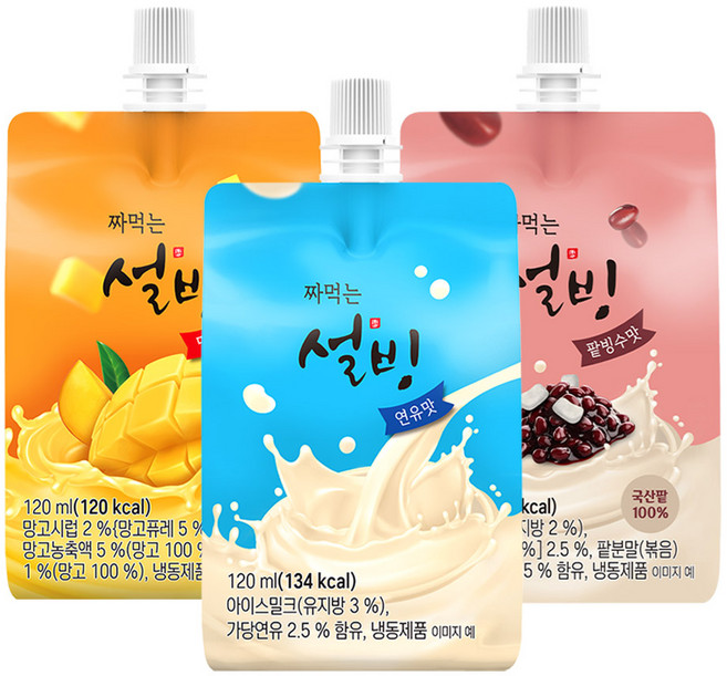 (혼합) 짜먹는 설빙 120ml 망고5개+연유5개_아이스크림, 1개