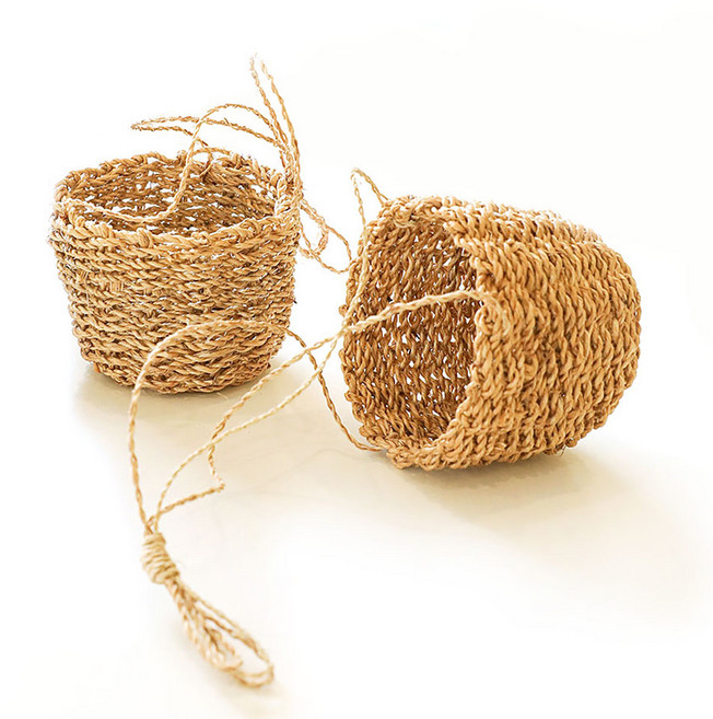 [2P구성]월 행잉 라탄 콩바구니, 1세트, 라탄 콩바구니 2P