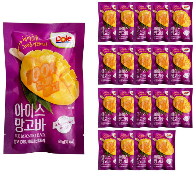 돌(Dole) 아이스 망고바 망고스틱, 20개, 60g
