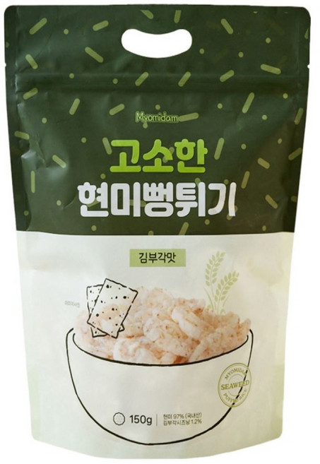 묘미담 국내산 현미뻥튀기 현미과자 대용량 김부각맛, 3개, 150g