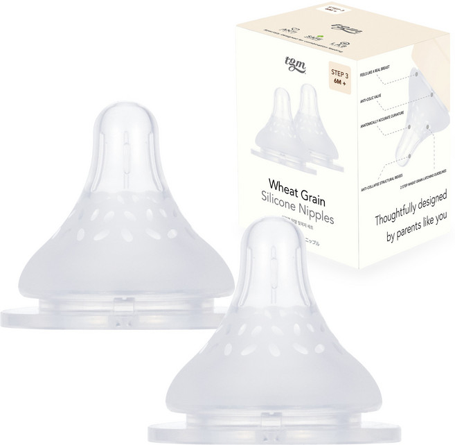 티지엠 유아용 실리콘 MotherfeelTM 밀알 젖꼭지 2p, 3단계, 1개