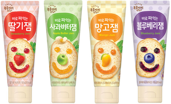 [한정특가] 복음자리 바로 짜먹는 잼 딸기+망고+블루베리+사과버터잼 세트, 1개