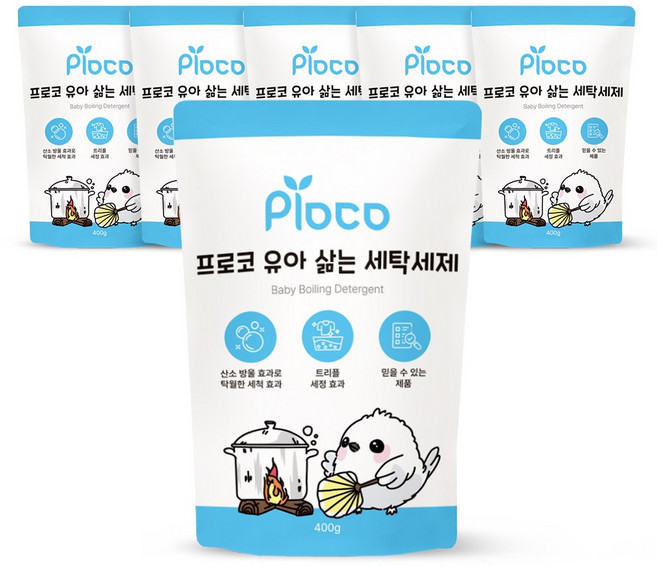 프로코 유아 삶는 세탁 세제 리필, 400g, 6개