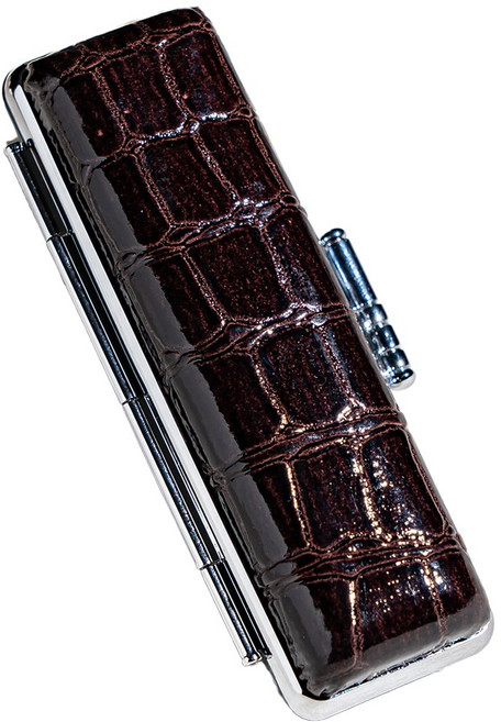 도장 케이스 파우치 지갑 보관함 도장집 개인 법인 인감도장 2개, 은장 케이스 브라운