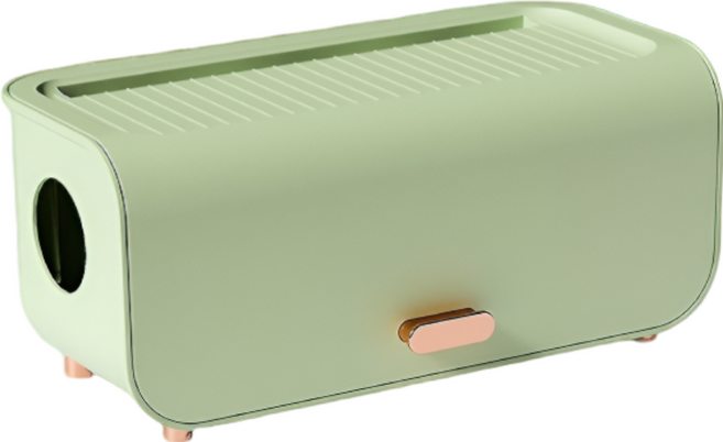 쪼이소 모던심플 멀티탭 정리함, 올리브, 1개