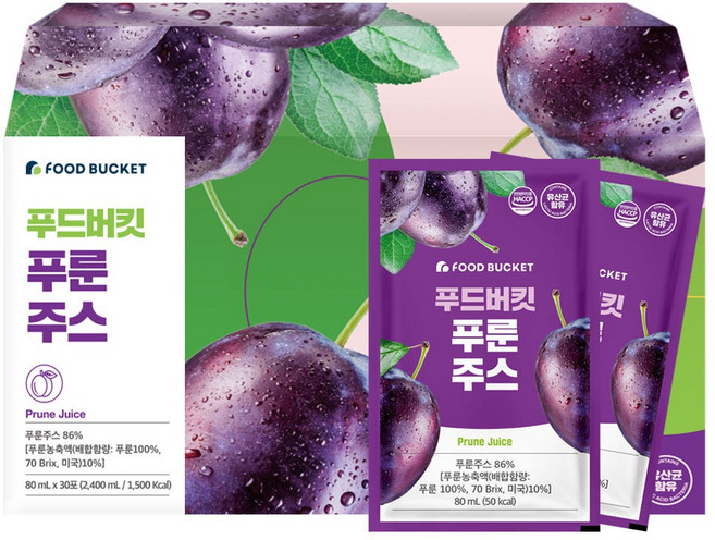 푸드버킷 푸룬주스, 80ml, 30개