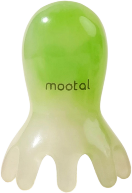 무탈 두피괄사 머리 지압 마사지기 문어, 그린, 1개