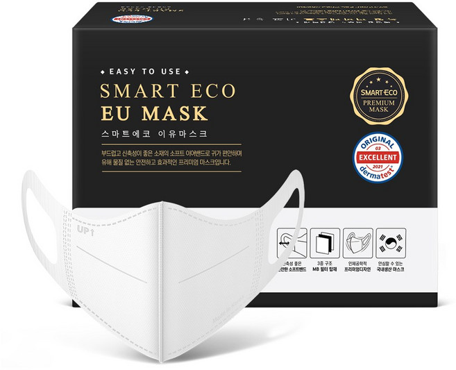 스마트에코 이유 어린이용 새부리형 국내생산 마스크, 50매, 1개, 화이트