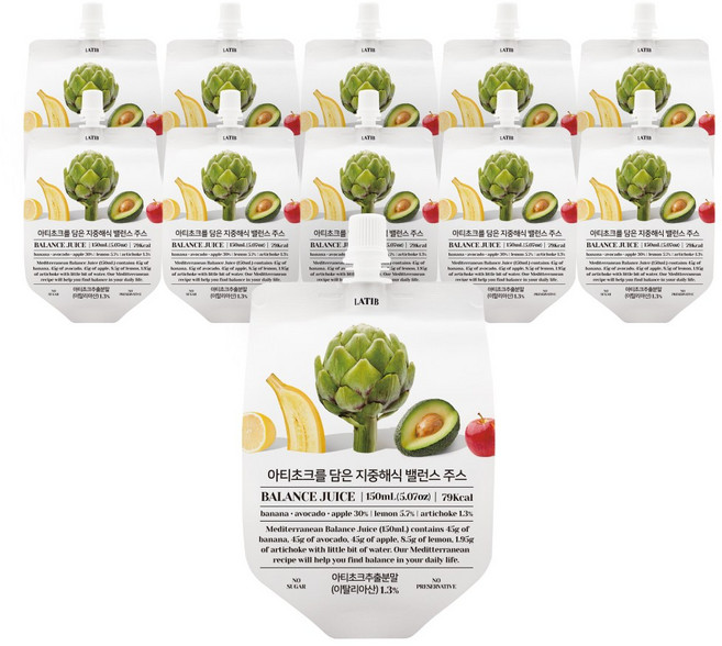 [라티브] 아티초크를 담은 지중해식 밸런스주스, 10개, 150ml