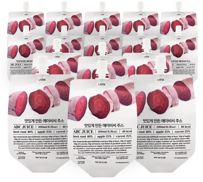 [라티브] 통째로 갈아 만든 과채 ABC 주스, 200ml, 60개