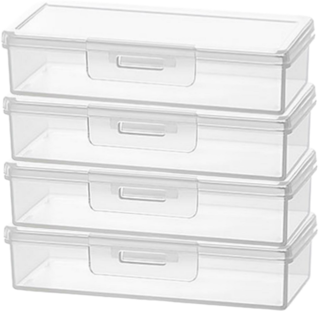 모닝문 휴대용 면봉 치실 보관 케이스, 투명, 4개