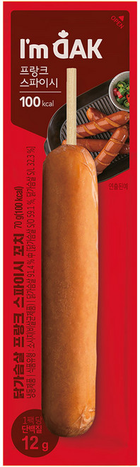 아임닭 닭가슴살 프랑크 꼬치형 소시지 스파이시 70g, 20개