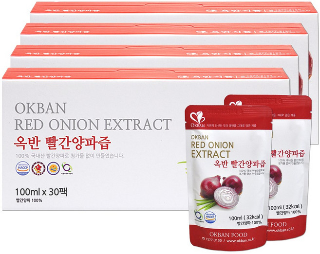 옥반식품 전남 무안의 자색양파로 만든 빨간양파즙, 30개, 100ml