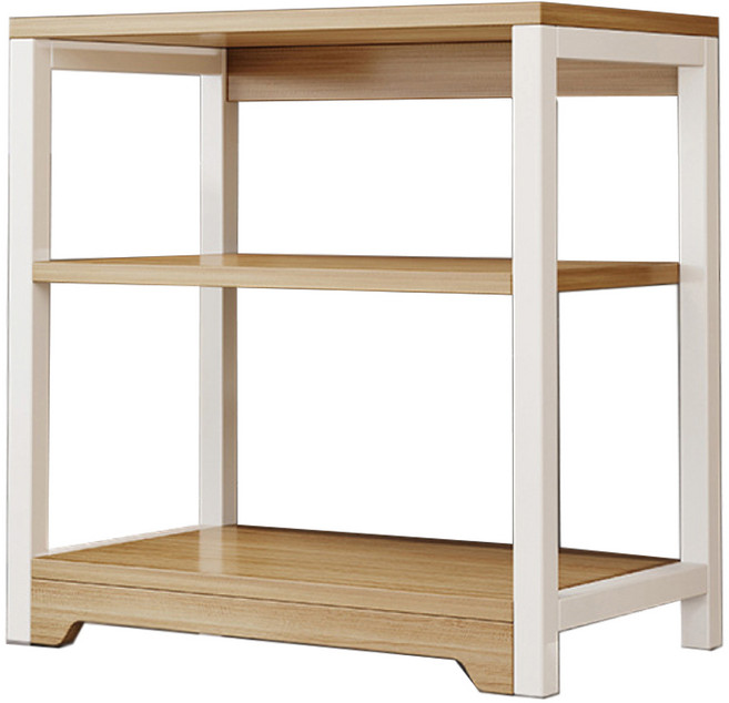 3단 선반 화이트 블랙 철제 프레임 정리 다용도 수납 우드, 1개, 화이트 프레임