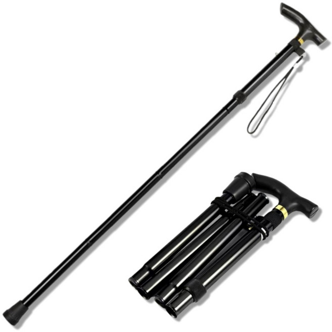 케디즈 접이식 휴대용 초경량 어르신 효도 지팡이, 1개, 블랙