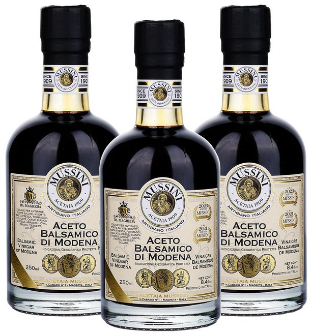 이태리 모데나 무씨니 오크통 9년숙성 발사믹 IGP(유럽연합인증) 브라운라벨, 250ml, 3개