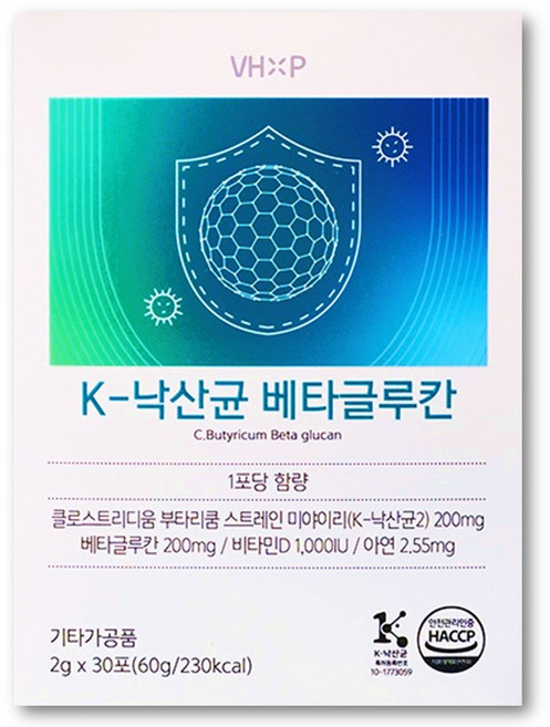 K 낙산균 베타글루칸 비타민하우스 프로바이오틱스 버섯 유산균 면역 이뮨, 60g, 1개