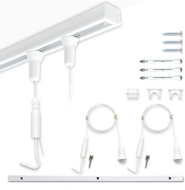 마이토우 프리미엄 레일 액자걸이 세트 5종 스마트 연장 레일 5색상 추가 액자걸이 4색상, 화이트, 1세트, 택2. 100cm액자레일세트 (레일100cm+걸이2개)
