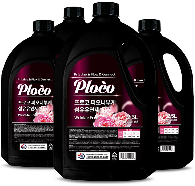 프로코 실내건조 피오니부케 섬유유연제, 4개, 2.5L
