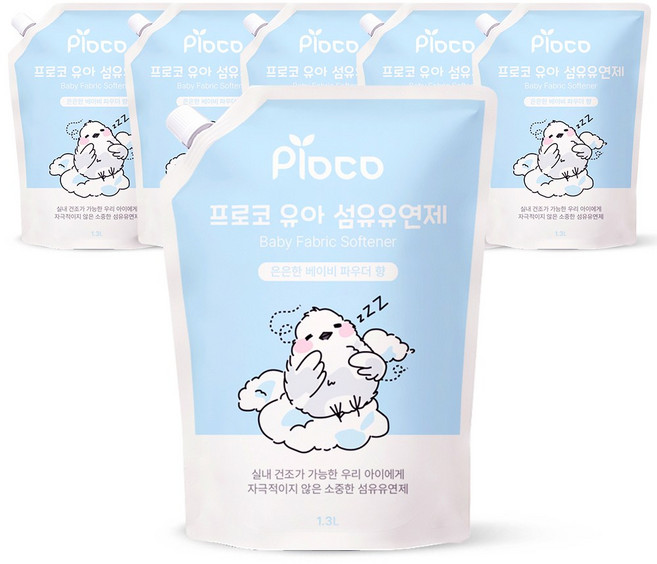 프로코 베이비파우더 유아 섬유유연제, 6개, 1.3L
