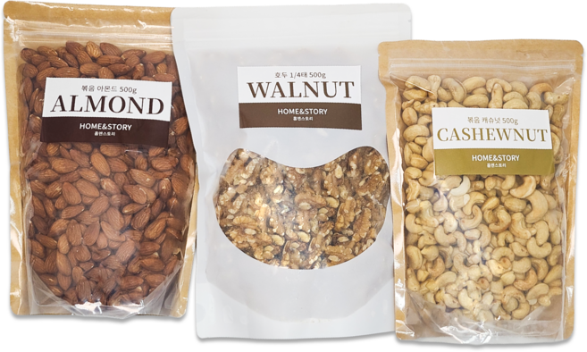 볶음아몬드 볶음캐슈넛 호두 1/4태 500g 3종세트 혼합 견과류, 1개
