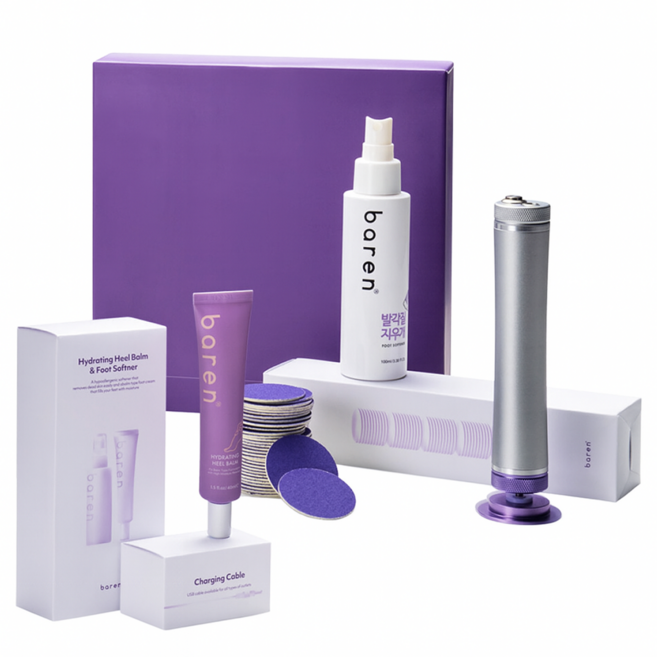 바렌 패디퍼펙트 전동 발각질제거기 세트 퍼플에디션, 1개입, 1세트