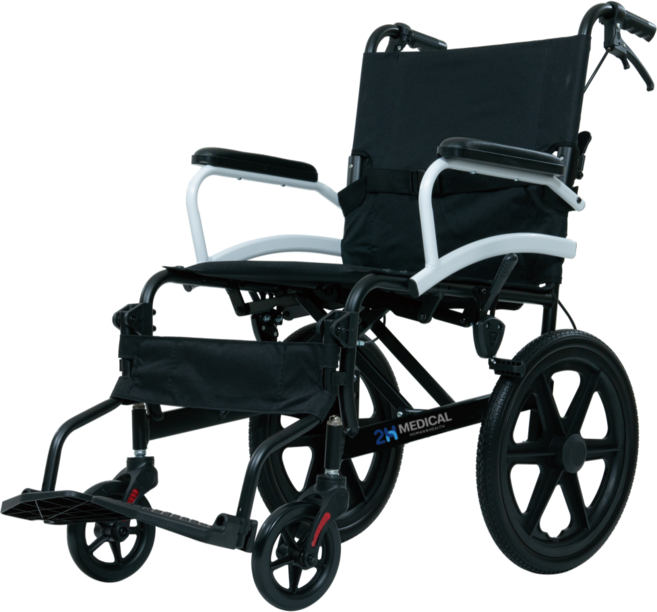 2H메디컬 라이트휠체어 11kg 초경량 알루미늄 수동 접이식 휠체어, 보호자형 (10kg) - Q06LABJ-16", 1개