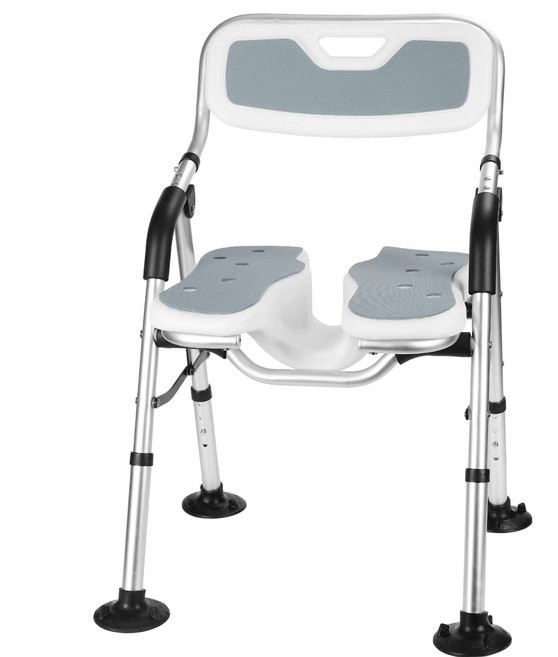 노인 목욕의자 어르신 환자용 장애인 임산부 4단 높이조절 가능 미끄럼방지 샤워의자, 1개, 그레이